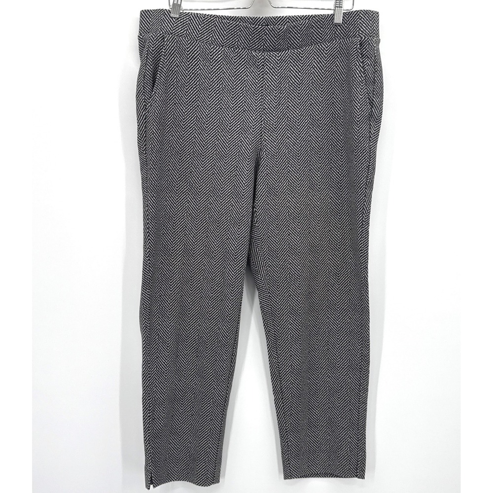 Torrid Women Pants 2R 18/20 Black White Herringbone Studio Pull-On Relaxed Taper